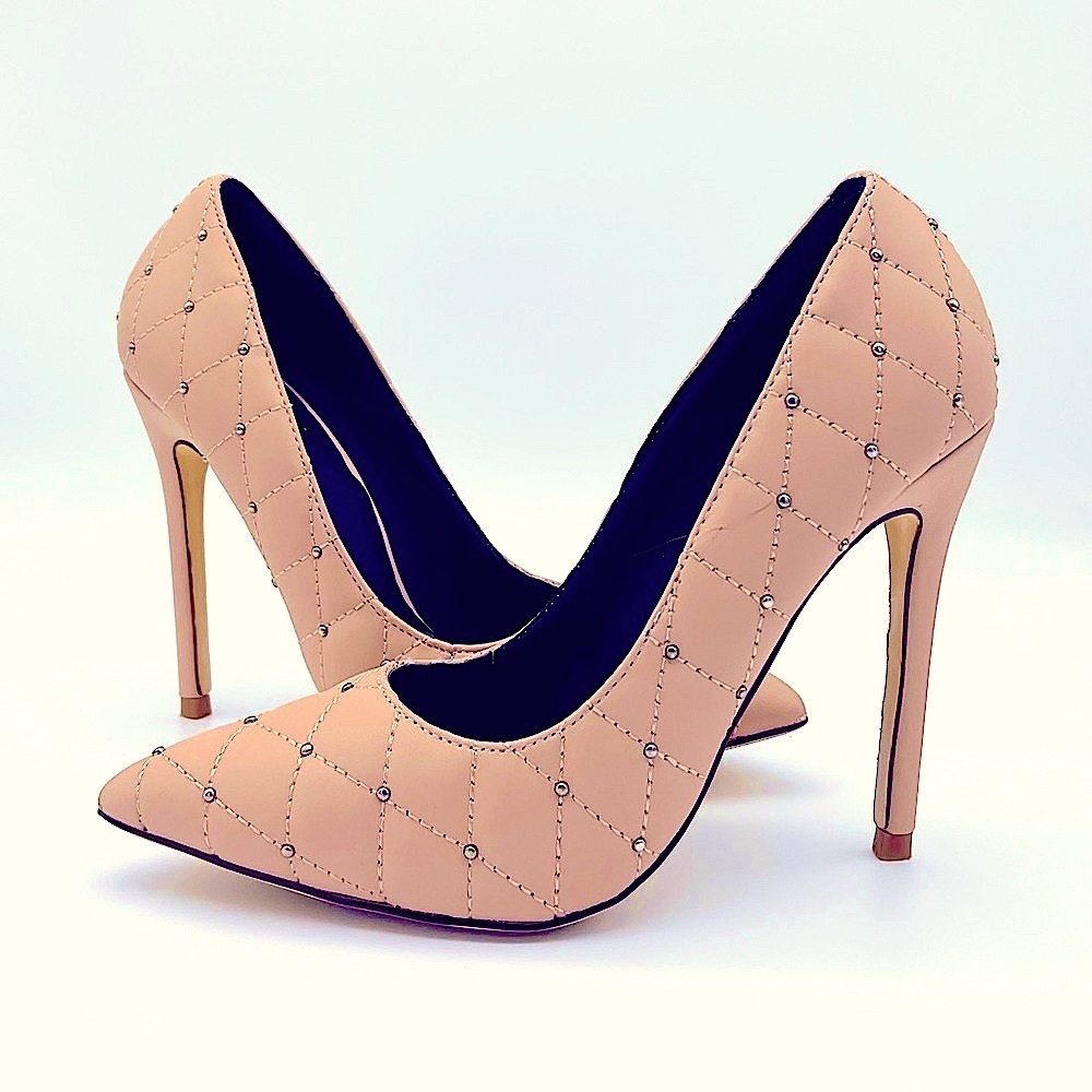 Liliana Quilted Studded Pink/Nude High Heels